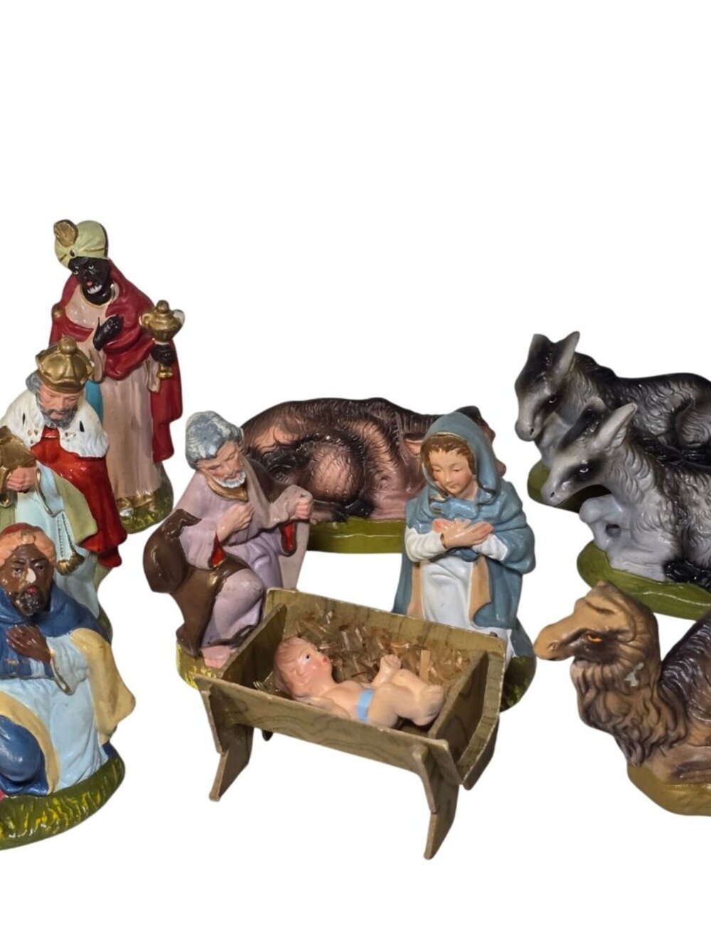 Vintage Christmas Nativity Set Made in Japan Japanese Creche Papier Mache C Mark